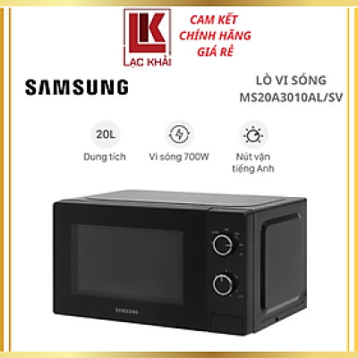 Lò vi sóng không nướng Samsung MS20A3010AL/SV 20 lít , màu đen, công suất 700W - Hàng chính hãng