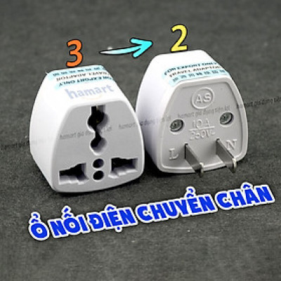 Ổ Nối Điện Chuyển Đổi Đầu Phích Cắm 3 Chấu Sang 2 Chân Dẹt Công Suất Tải 500W Điện Áp 220V Phổ Biến