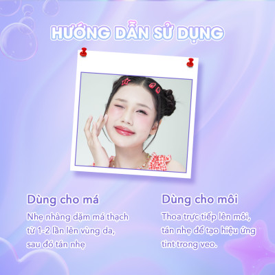 Má hồng thạch myKella - JUICY POP LIP & CHEEK TINT 2in1 chất thạch mềm mịn, không bết dính