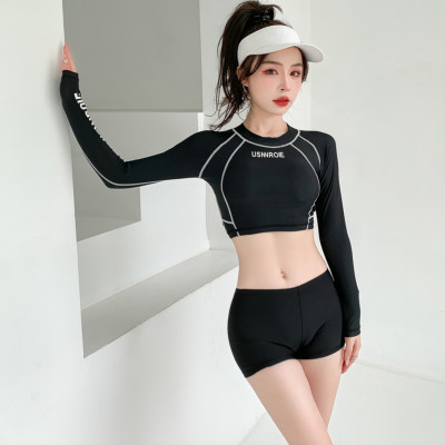 Bộ đồ bơi, tắm biển bikini nữ 2 mảnh áo tay dài quần cạp cao chống nắng kín đáo B.33