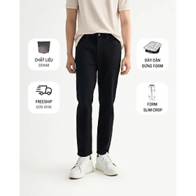 ROUTINE | Quần jean đen trơn form Slim Crop (chiều dài đến mắt cá chân) - 10S25DPA108CR1 | ROUTINE CÀ MAU