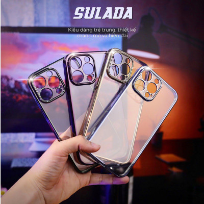 Ốp lưng dẻo trong viền màu bảo vệ camera Sulada cho iPhone 14 ProMax / 14 Pro / 14 Plus / 14 – hàng nhập khẩu