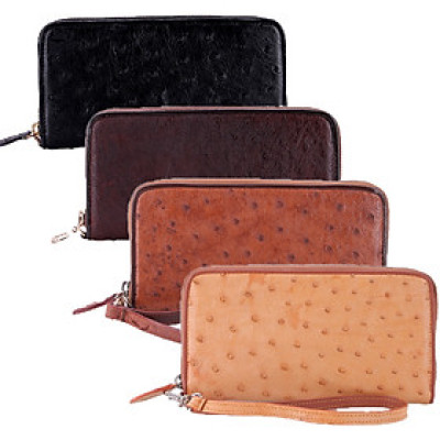 HJ3429-30-31-32 - Bóp nữ da đà điểu 1 khóa Vip đen, nâu đỏ, vàng, nâu đất