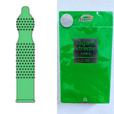 Bao cao su Sagami Green - Có gân gai - H10 - Chính Hãng - Che Tên Sp