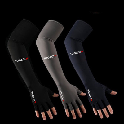 Găng ống tay chống nắng Kiotool Nam Nữ vải lụa băng, tất vớ dài đeo tay co dãn tối đa tiện dụng