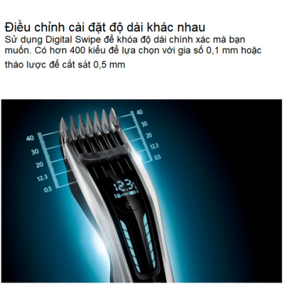 Tông đơ cắt tóc cao cấp nhãn hiệu Philips HC9450/15 công nghệ DualCut tích hợp 2 lưỡi cắt - Hàng Nhập Khẩu