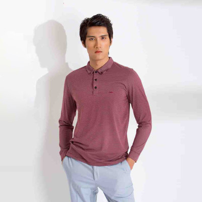 ÁO THUN NAM DÀI TAY KẺ NGANG MÀU ĐỎ ĐÔ ALIGRO ALGAPD029