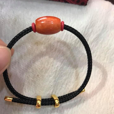 VÒNG TAY LU THỐNG KIỂU ĐÁ CẨM THẠCH CAM ĐỎ DÂY ĐEN MỚI ĐẸP KHÓA RÚT MAY MẮN TÀI LỘC XINH XẮN  TAY NỮ MỆNH HỎA MỆNH THỔ TAY NHỎ LỚN ĐEO VỪA HẾT Ạ  VÒNG FREE SIZE CHỈNH SỬA THEO TAY TÙY Ý Ạ