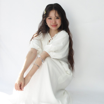 DOTTIE - Đầm dài cổ bèo cột nơ - Trắng - D0714