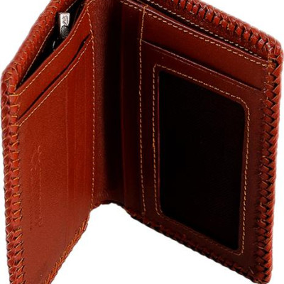 Ví Nam Da Cá Sấu Đan Viền Kiểu Đứng Huy Hoàng HT2756 - Vàng