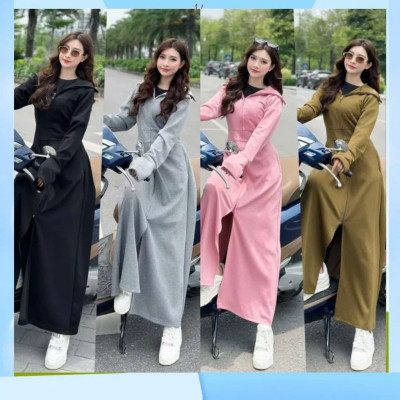 Áo khoác chống nắng nữ toàn thân 2 lớp cao cấp mũ trùm đầu tay xỏ ngón UPF50+ Size XL 53-66kg Vải Umi Cotton Co Dãn 4 Chiều Dày Dặn Làm Mát | Thời Trang | Đa Dụng