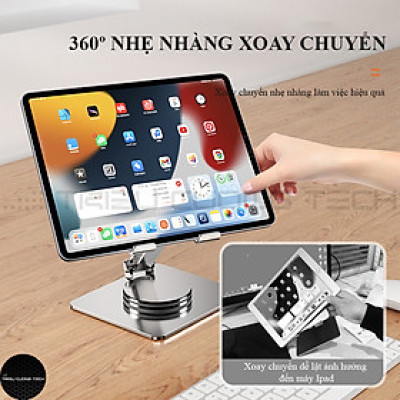 Giá Đỡ Dành Cho Máy Tính Bảng iPad Tablet Điện Thoại (All size) Hợp Kim Nhôm Nguyên Khối Xoay Chuyển 360 Độ-Nâng Hạ Điều Chỉnh Góc Nhìn Tùy Thích-Gấp Gọn Tiện Lợi-Hàng Chính Hãng
