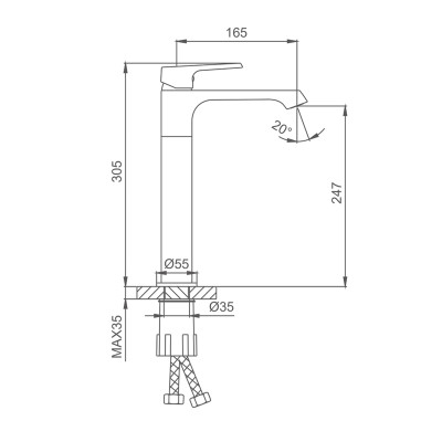 Vòi chậu lavabo nóng lạnh Frap F1071-2- Hàng Chính Hãng LIÊN BANG NGA