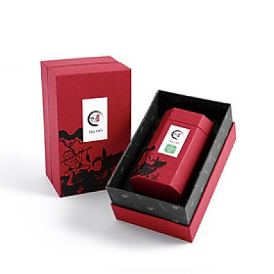 TRÀ VIỆT -Hộp Quà Tết Tâm Phúc Giấy Gân Nổi Mỹ Thuật Cao Cấp