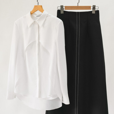 Set áo sơ mi dáng xuông Maxim thiết kế cao cấp WHITE CHIC