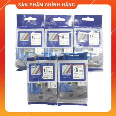 Nhãn In HZE-M941 - Đen nền bạc 18mm x 8m - Dùng cho máy in BROTHER - AIMO - PUTY [Hàng nhập khẩu]