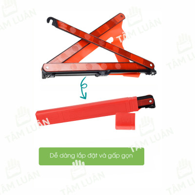 Biển báo phản quang tam giác xếp gọn, biển cảnh báo nguy hiểm, biển tam giác phản quang sự cố, phụ kiện ô tô Tâm Luân