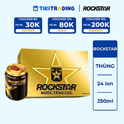 Thùng 24 Lon Nước Tăng Lực Rockstar (250ml/ lon)
