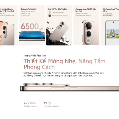 [MỚI] Điện thoại vivo V50 Lite (12GB/256GB) - Hàng chính hãng - Bảo hành 12 tháng - 1 Đổi 1 trong tháng đầu tiên