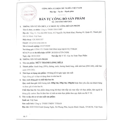 Mứt Thanh Long Pha Chế Déli - Chai 1L