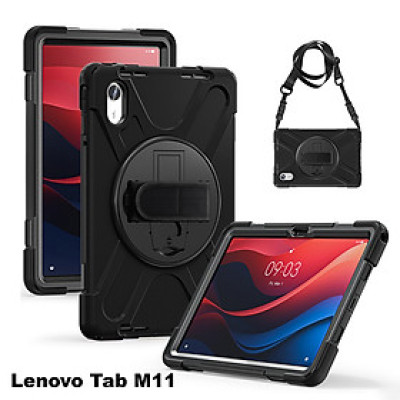 Ốp lưng cho Lenovo Tab M11 Zaki Chống Sốc Có Chân Dựng, Dây Đeo Vai Và Tay - Đen - Hàng Chính Hãng