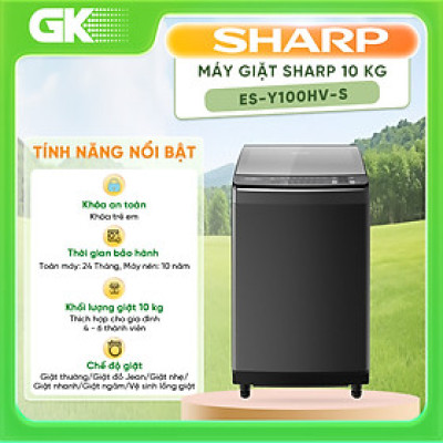 Máy giặt cửa trên Sharp 10kg ES-Y100HV-S - Hàng chính hãng( Chỉ giao tại HCM)