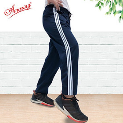 Quần thể dục 3 sọc cho nam, đồ thể thao nam nữ các cấp, vải thun cào, thương hiệu Amazing, big size 110kg