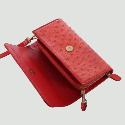 Túi đeo da đà điểu Huy Hoàng da bụng màu đỏ HT6427