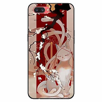 Ốp lưng in cho Realme C1 Mẫu Mèo Cành Hoa Đào
