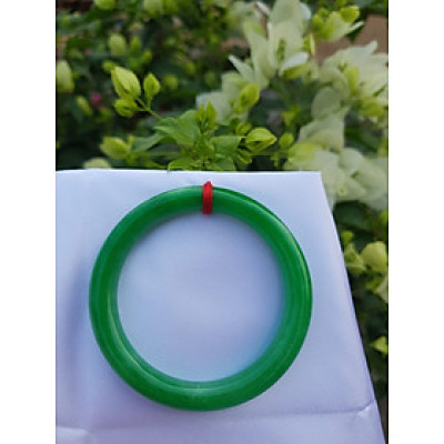 Vòng Tay Đá Cẩm Thạch Lý K49 A Size vòng 49mm x dầy 8mm Xanh lá đậm bóng đẹp như hoa Nữ mệnh mộc hỏa thủy 45kg - 49kg đeo đẹp ạ