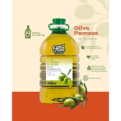 Dầu Olive POMACE Silarus 5 Lít dùng chiên rán, nấu ăn hằng ngày, giảm chất béo có hại - thương hiệu Silarus nhập khẩu từ Ý