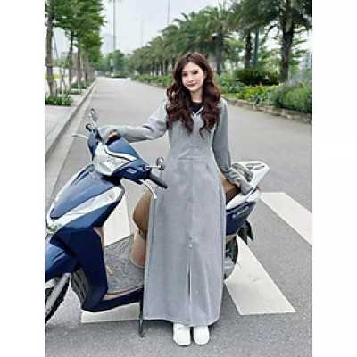 Áo khoác chống nắng nữ toàn thân 2 lớp cao cấp mũ trùm đầu tay xỏ ngón UPF50+ Size XL 53-66kg Vải Umi Cotton Co Dãn 4 Chiều Dày Dặn Làm Mát | Thời Trang | Đa Dụng