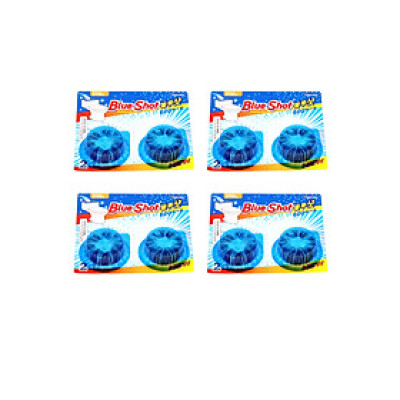 Bộ 4 Vỉ khử mùi vệ sinh bồn cầu nhập khẩu Hàn Quốc Blueshot: 1 Viên dùng được 600 lần xả nước, màu xanh lịch sự, bồn cầu thơm tho