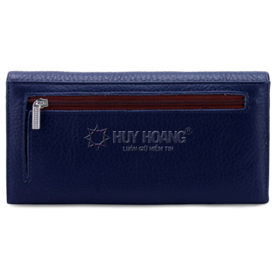 Bóp nữ da bò cao cấp Huy Hoàng 3 gấp lửng màu xanh đậm, cam, xanh lá chuối, xanh dương, đỏ tươi, vàng, đỏ đô HT3139-40-59-60-64-65-67