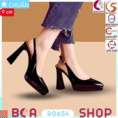 Giày nữ đẹp cao gót 9 phân RO654 ROSATA tại BCASHOP mũi nhọn, quai vòng sau kết hợp bề mặt bóng sang trọng và tinh tế