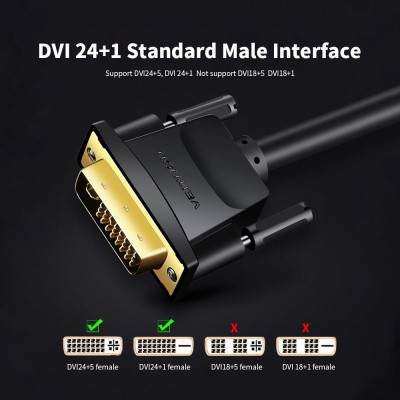 Bộ chuyển đổi DVI-D / DVI24 + 1 sang VGA 1080P cho Máy tính xách tay Màn hình hiển thị HDTV Máy chiếu VENTION