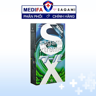 Bao Cao Su Mát Lạnh Hương Bạc Hà Sagami Spearmint Siêu Mỏng  (10 Bao)