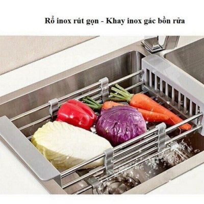 Kệ giá rổ gác bồn rửa chén bát đĩa inox 304 siêu tiện lợi (loại dày)
