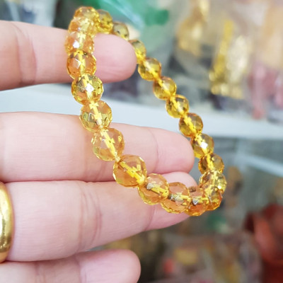 Vòng tay chuỗi đá thạch anh tự nhiên vàng tươi giác size nhỏ 8mm 22 hạt vòng hợp nữ mệnh kim thổ thuỷ đeo đẹp may mắn tốt cho sức khỏe, công việc hanh thông thuận lợi ạ món quà tặng ý nghĩa dành cho chính mình & người thân ạ