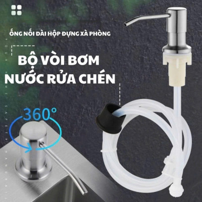 Bộ Vòi Bơm Hút Nước Rửa Chén Gắn Âm Chậu Bằng Inox Xoay 360 - Dây dẫn nối dài tiện lợi dễ sử dụng