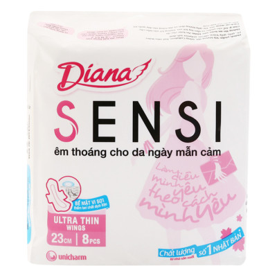 Combo 6 Băng Vệ Sinh Diana Sensi Siêu Mỏng Cánh (Gói 8 Miếng)