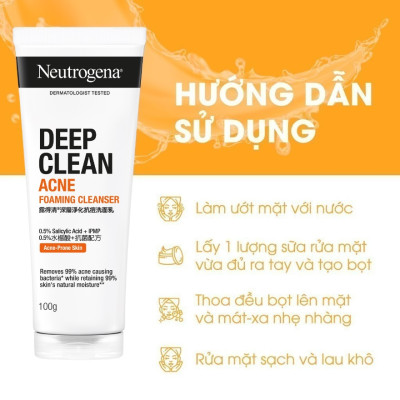 Sữa Rửa Mặt Neutrogena Ngừa Mụn Deep Clean Acne 100g