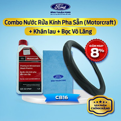 [COMBO GIÁ HỜI] Nước Rửa Kính Ô Tô Pha Sẵn 1L (Motorcraft) + Khăn Lau + Bọc Vô Lăng Ô Tô