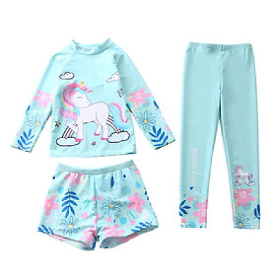 Bộ đồ bơi bé gái quần áo dài chống nắng gồm 3 chi tiết ( quần dài + quần đùi + áo dài tay )