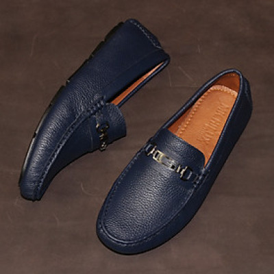 Giày MICHILUX Da Bò Thật Chính Hãng Horse Bit Moccasin CSHM0 Màu Xanh Navy