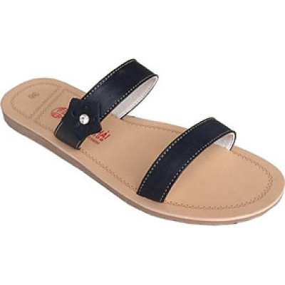 Dép nữ quai ngang Trường Hải  2 quai da bò  mềm mại không nổ da  đế đúc không trơn QNN0157