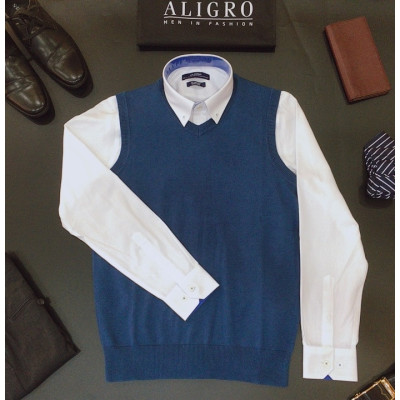 ÁO LEN GILE NAM ALIGRO - MÀU XANH DƯƠNG ALENGL012