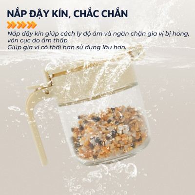 Lọ đựng gia vị, hũ đựng gia vị thủy tinh và nhựa PP DandiHome sang trọng, bền, đẹp, tiện lợi