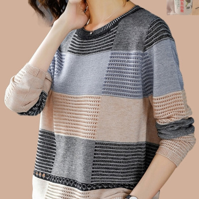 Áo len nữ sọc ngang phối màu Al07