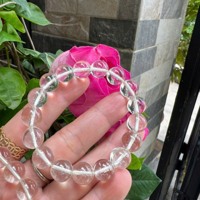 Vòng Chuỗi Nữ Đá Thạch Anh Trắng Tự Nhiên trong bóng đẹp size hạt 10mm Hợp Nữ mệnh Kim mệnh Thủy đeo đẹp xinh tay tốt cho sức khỏe công việc may mắn ạ